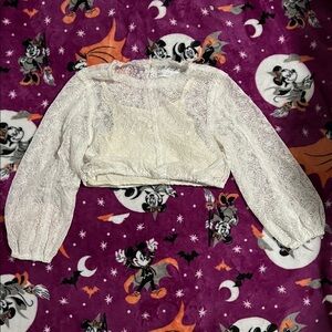 Zara Cream Lace Long Sleeve Top